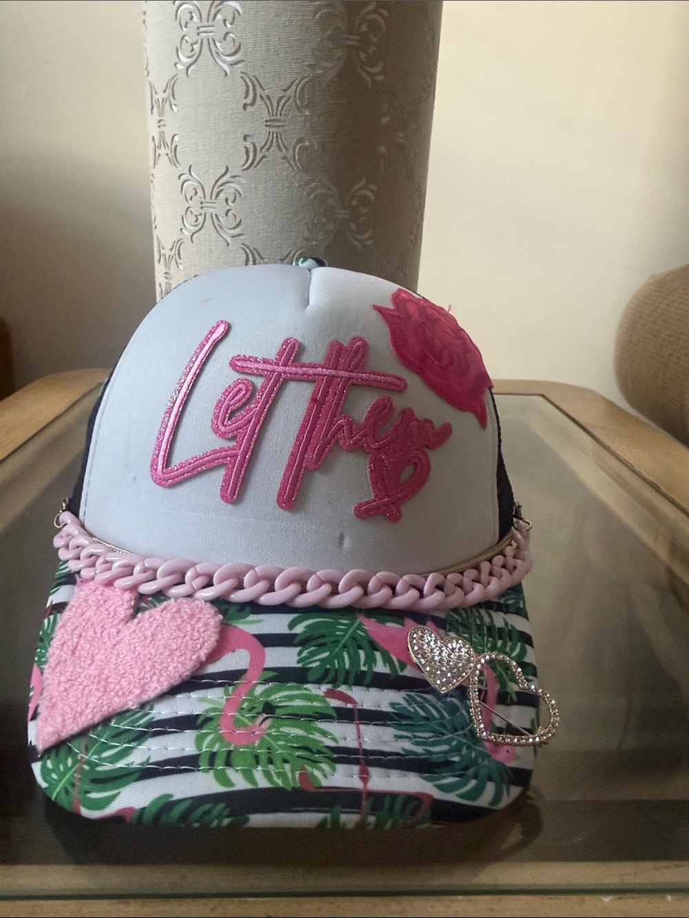 Let Them Heart Pink & White Trucker Hat